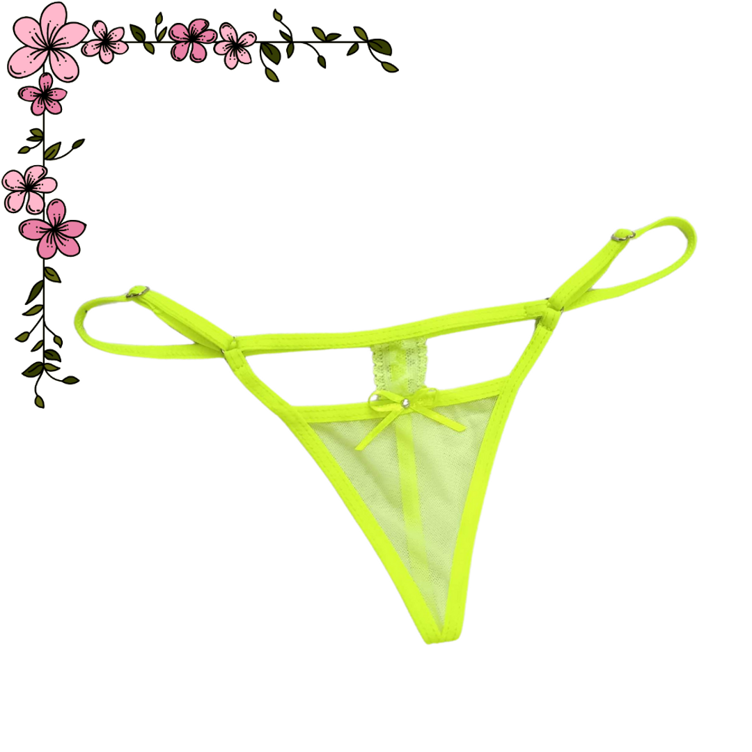 Tanga hilo en mallatex y encaje 