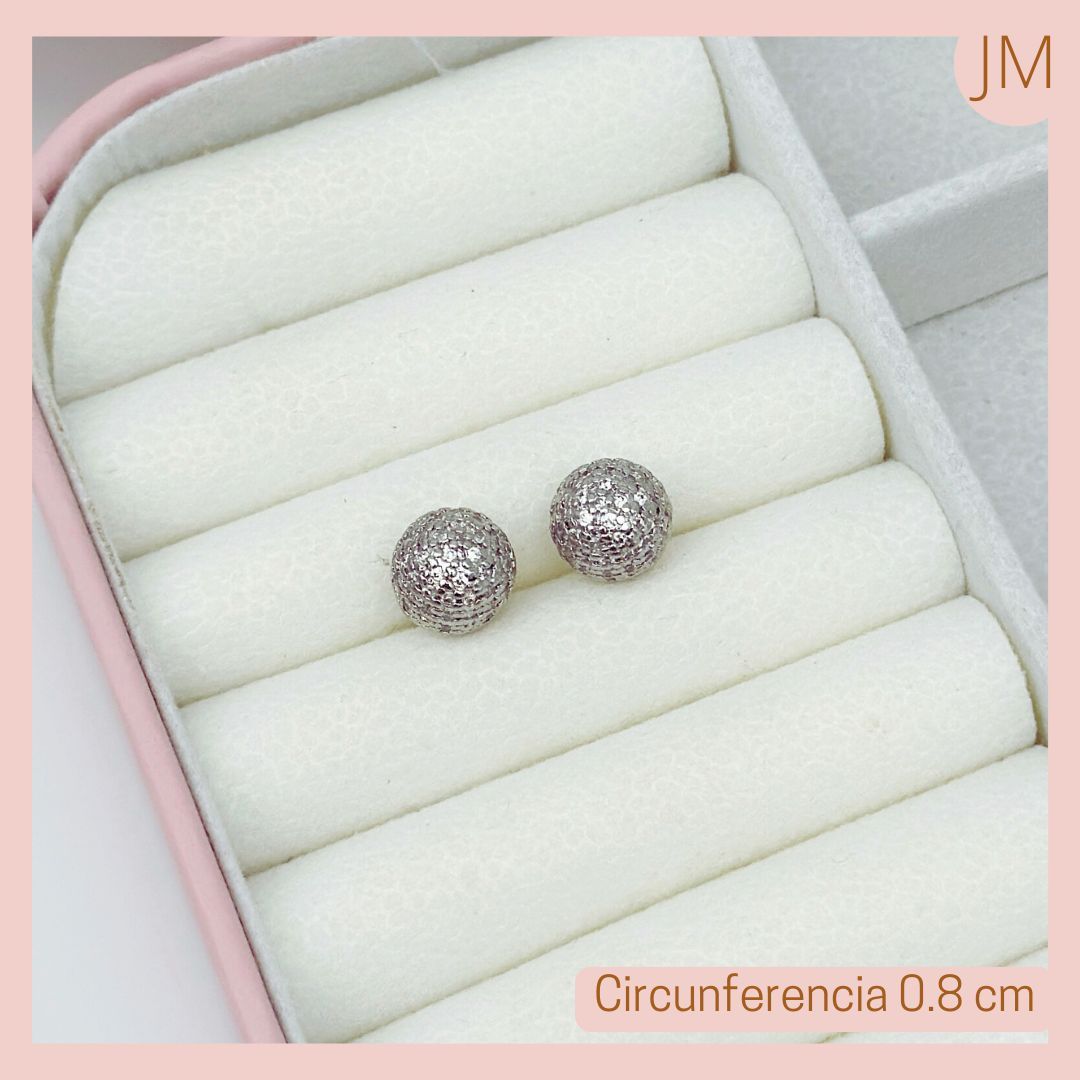 Aretes Topitos Balin Martillado Plateado