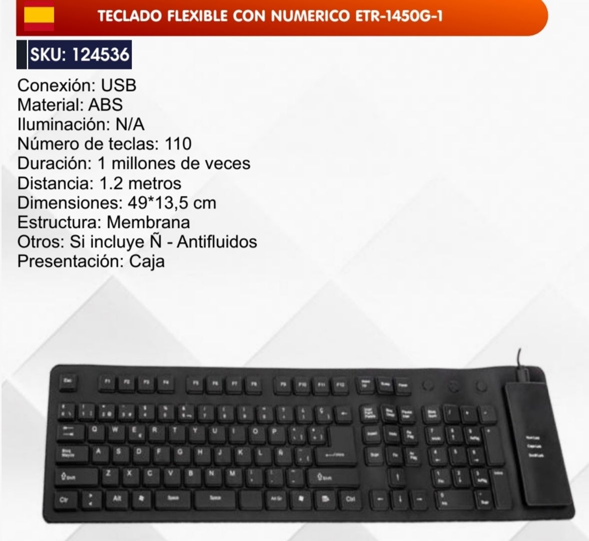 TECLADO FLEXIBLE CON NUMERICO 