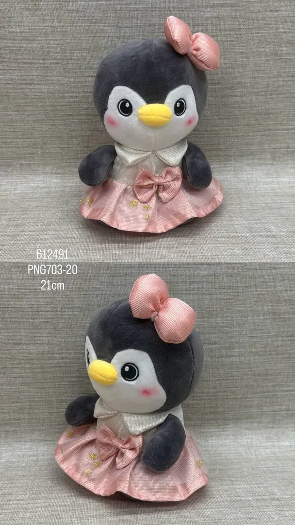 Pinguino con vestido y moño de 21 cm