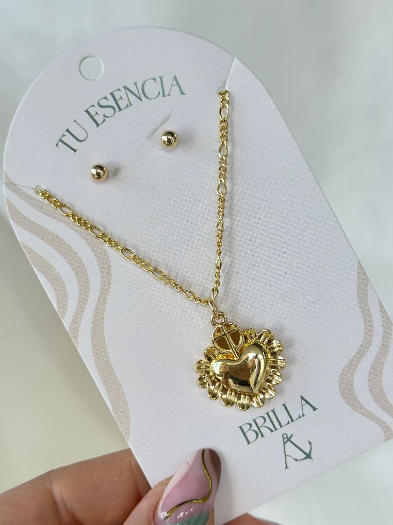 Cadena corazón cruz 