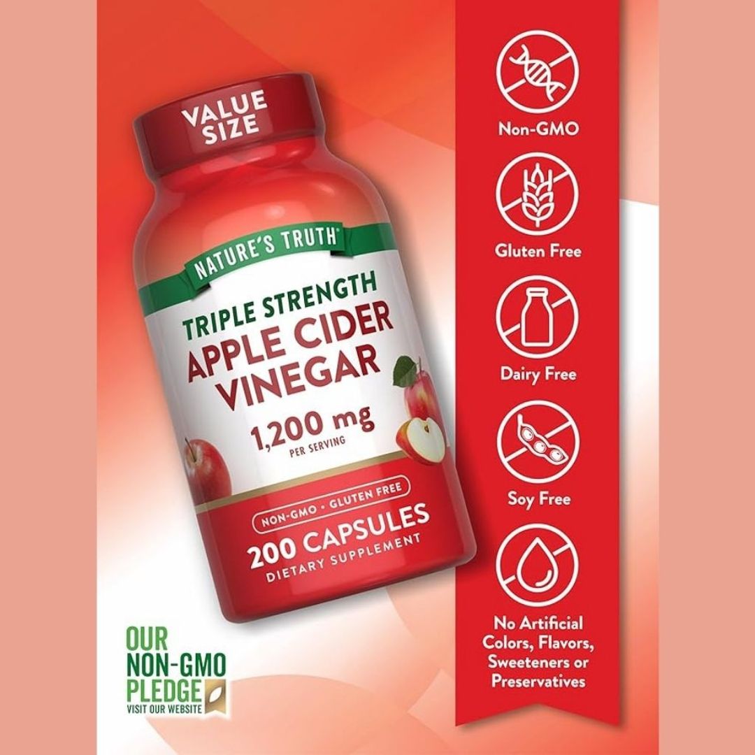 Vinagre Sidra Manzana 1200 mg 200 píldoras Natures Truth