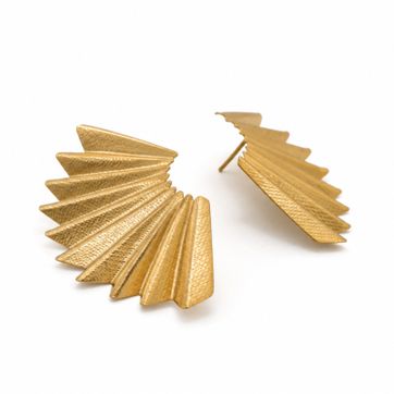 GOLD MAXI BLUE PALM EARRINGS - imagen 1