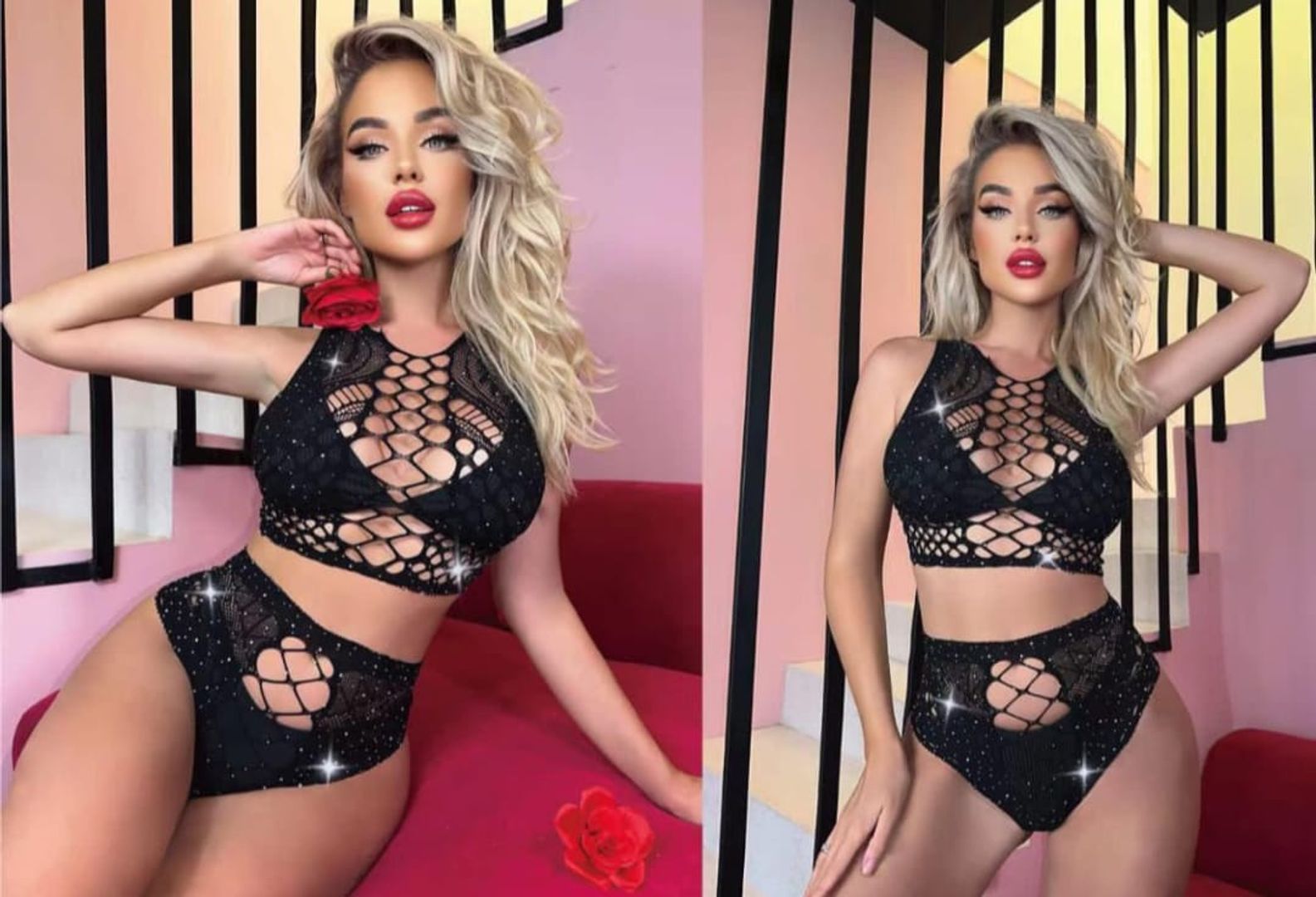 MALLA TOP Y PANTY PERLAS 
