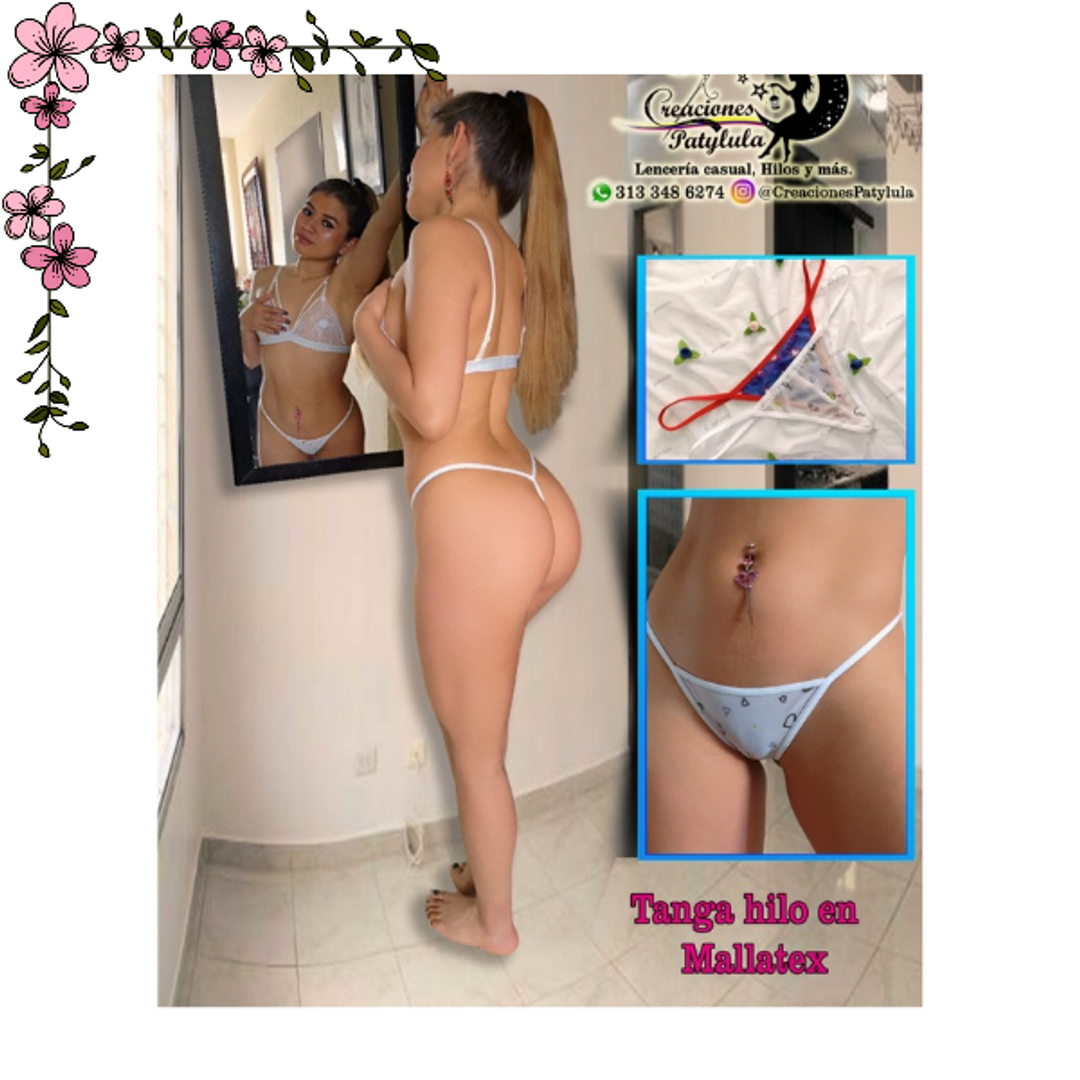 Tanga hilo en mallatex con diseños 