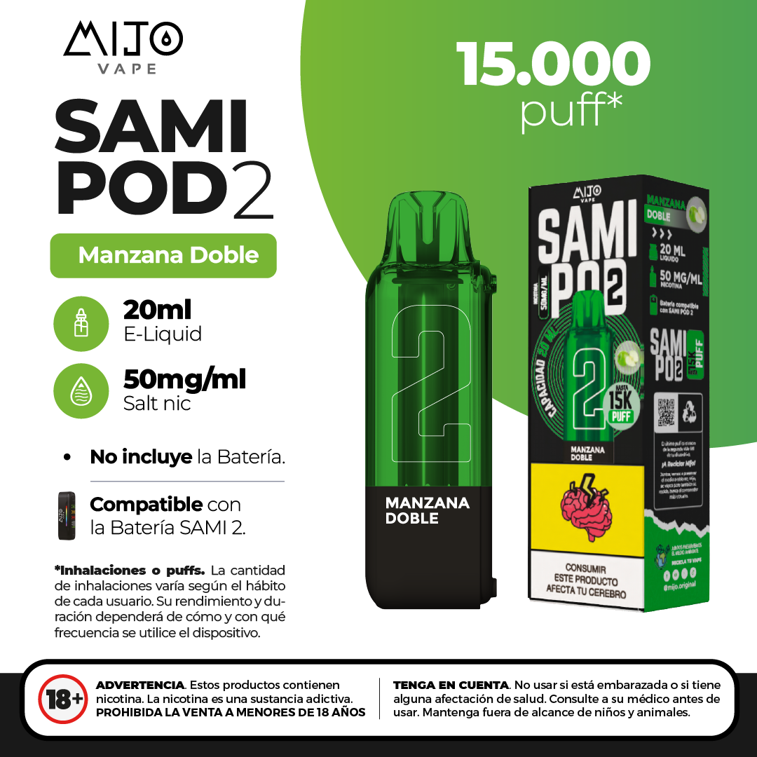 Mijo Sami Pod Manzana Doble 15.000 Puffs