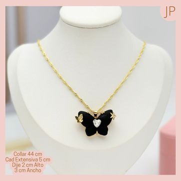 Imagen del producto Collar Rodio Dije Acrilico Gomita Mariposa Negra