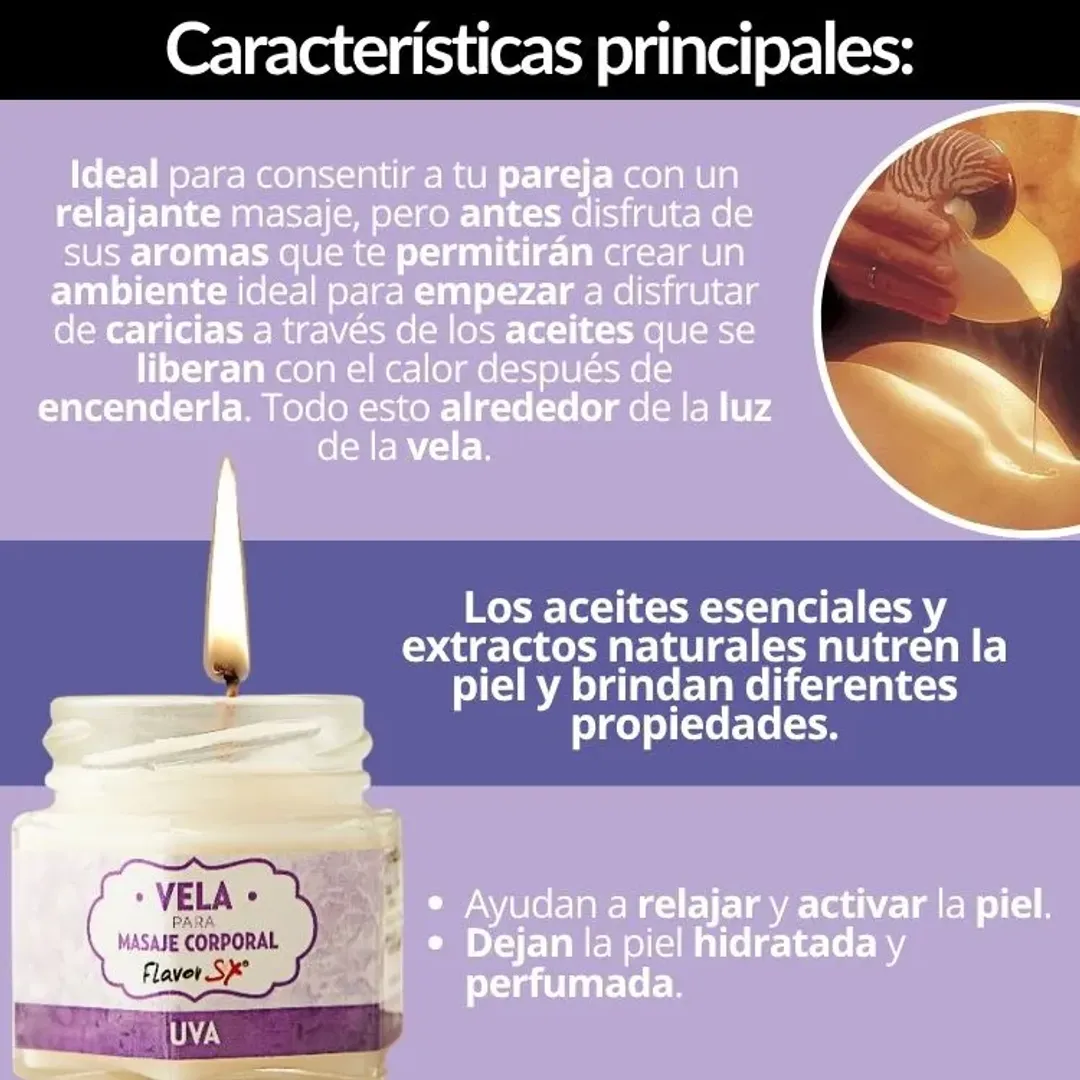 VELA ACEITE CORPORAL SEXUAL AROMATIZADA PARA MASAJES