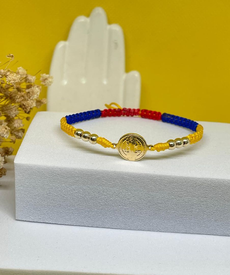 Pulsera san benito tri-color balin 4mm liso