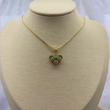 Imagen del producto Dije oso, verde, dorado, covergold 