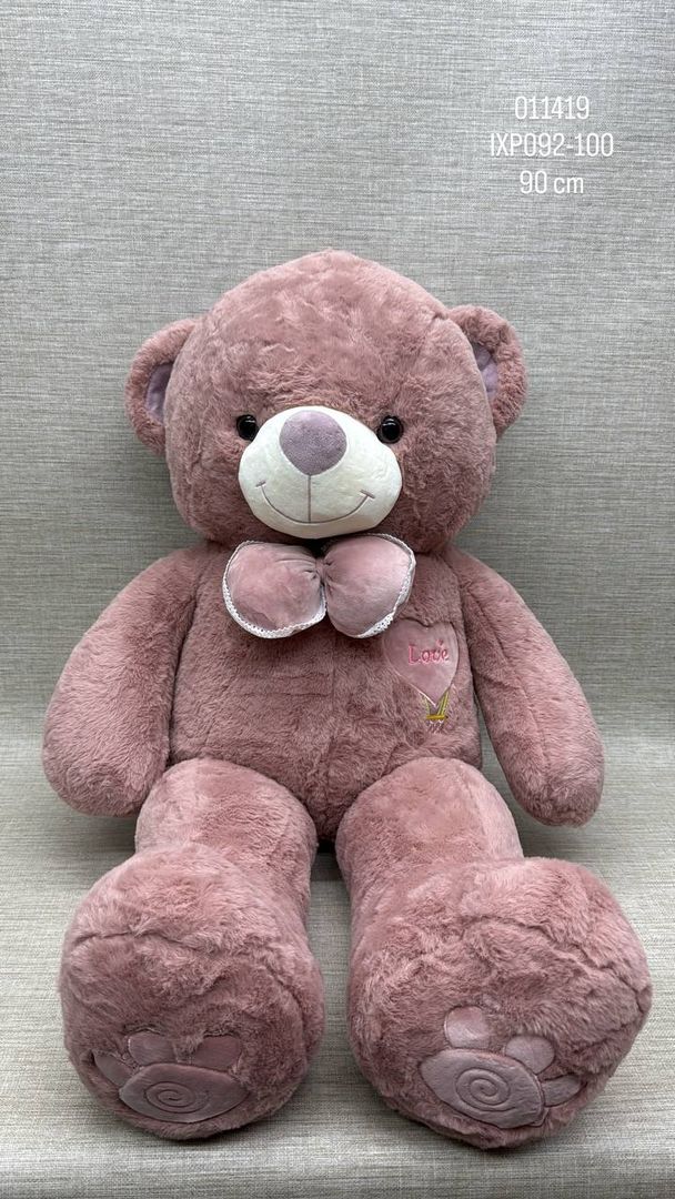 OSO PATAS LARGAS PALO ROSA CON MOÑO 90 CM 