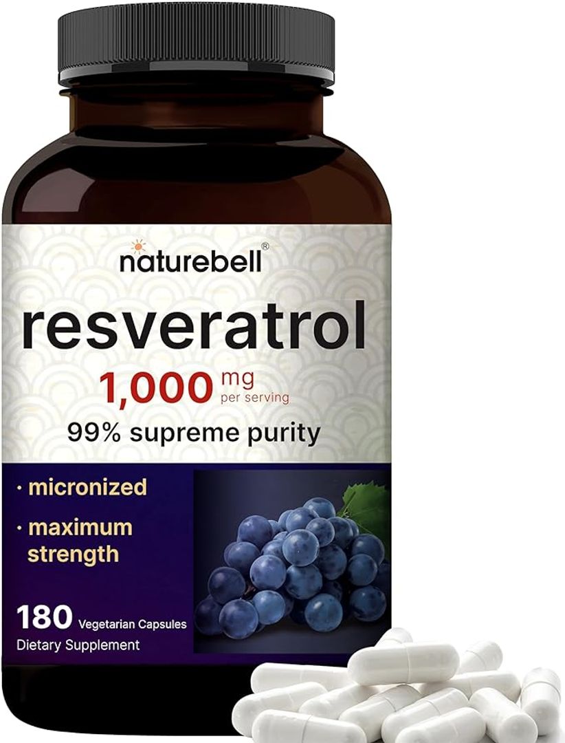 Resveratrol de 1000 mg por porción, 180 cáp NATURVEL