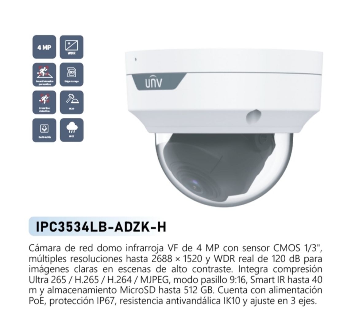 CAMARA DE RED DOMO INFRARROJA VF 4MP UNIVIEW 
