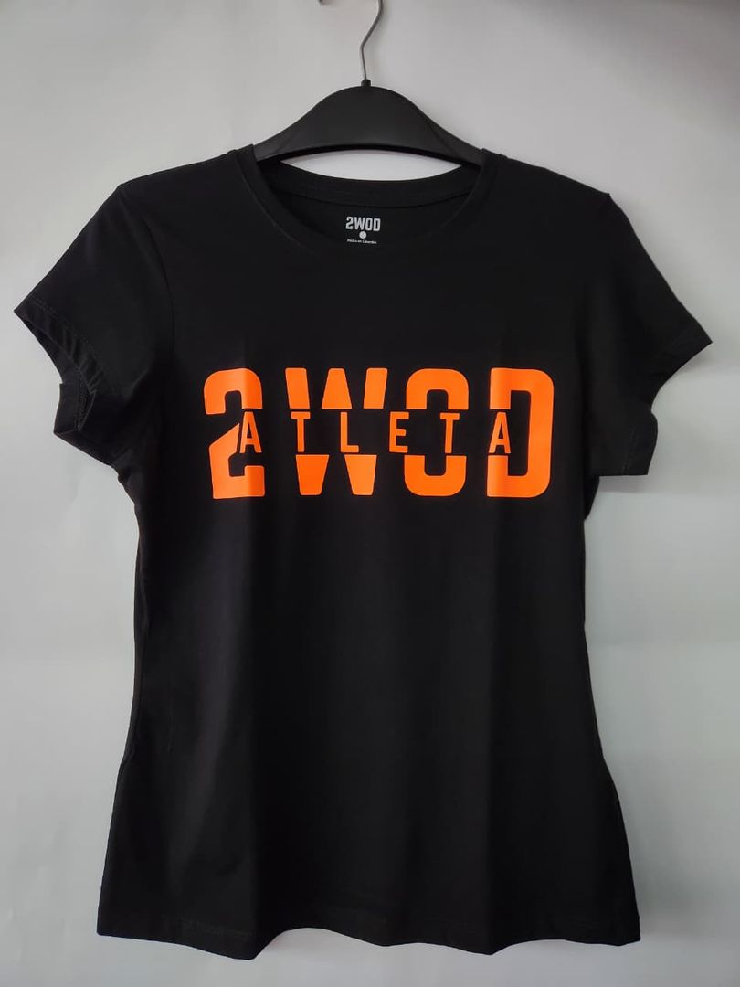 T-SHIRT ATLETA DAMA NEGRO/NARANJA