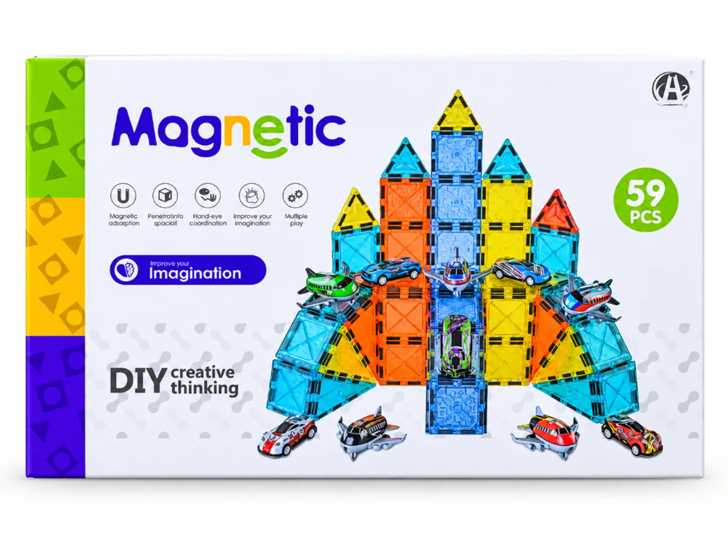 SET DE CONSTRUCCION LEGOS MAGNETICOS CON VEHICULOS 59 PCS