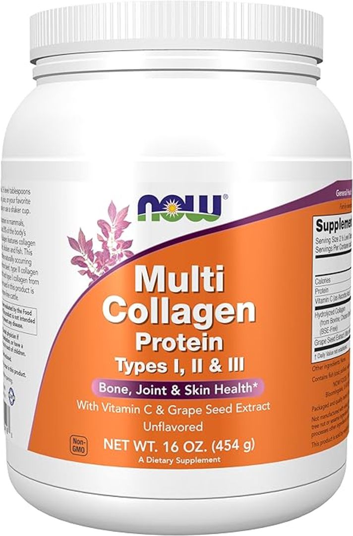 Proteína Multi Colágeno Tipos I, II y III en polvo NOW 16 oz (454 g)