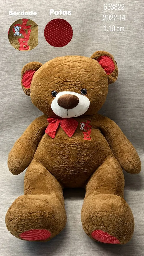 OSO BORDADO "LOVE" CON MOÑO 1.10 CM