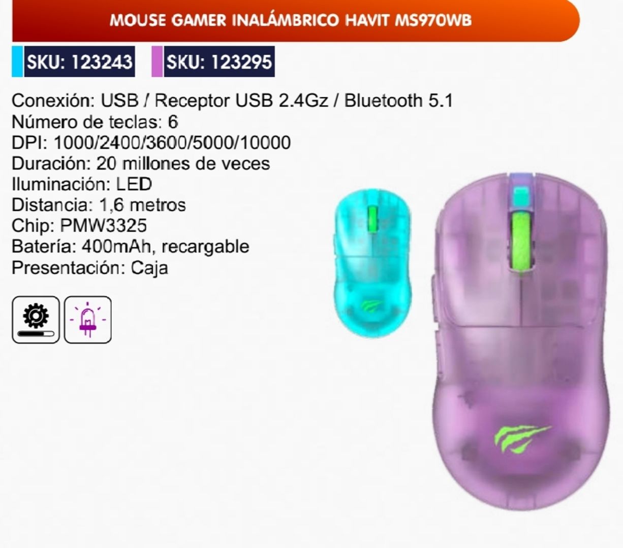 MOUSE GAMER INALÁMBRICO 