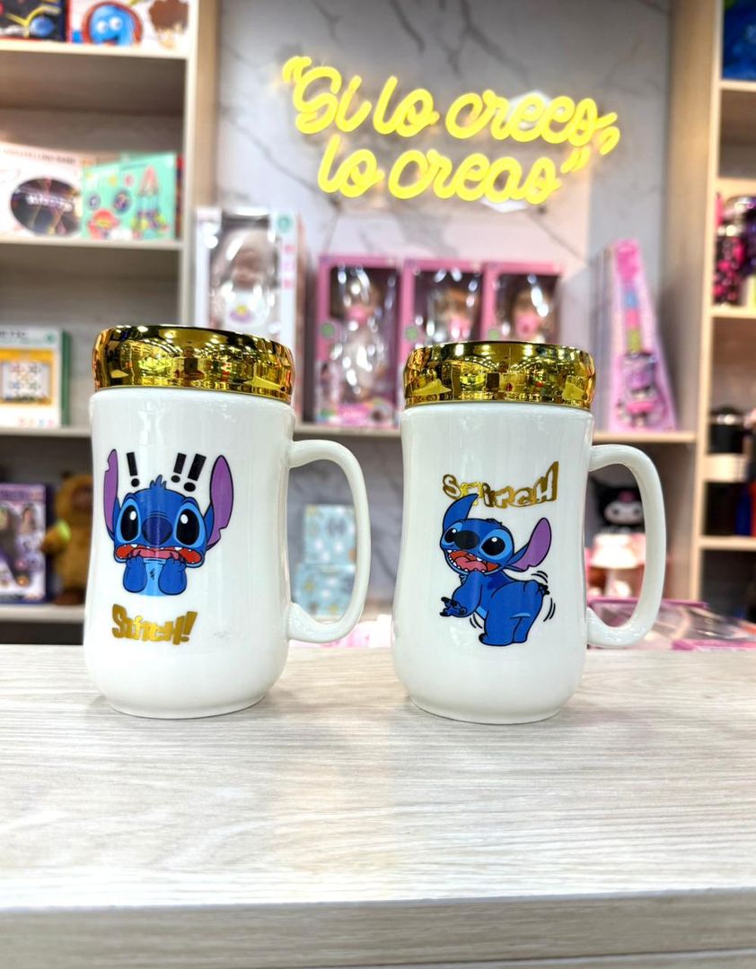 TAPA ESPEJO  DORADO STICH 