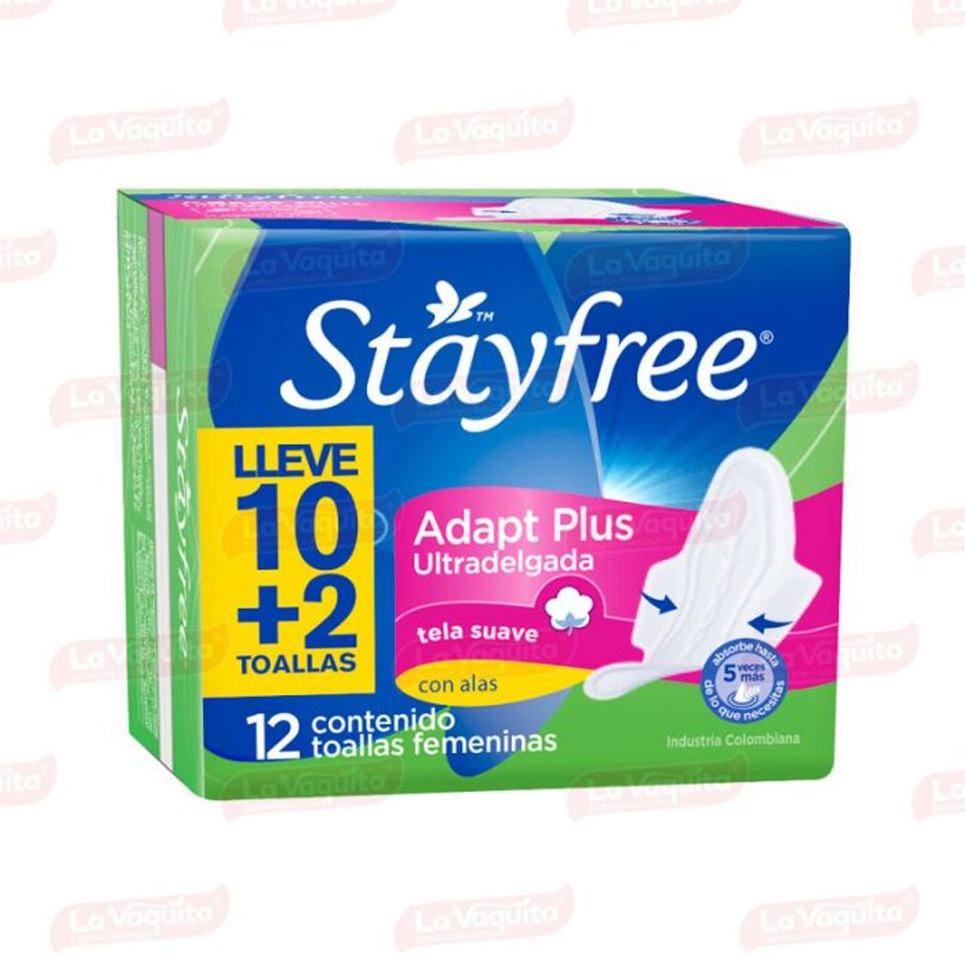 TOALLAS STAYFREE *12 UND CON ALAS