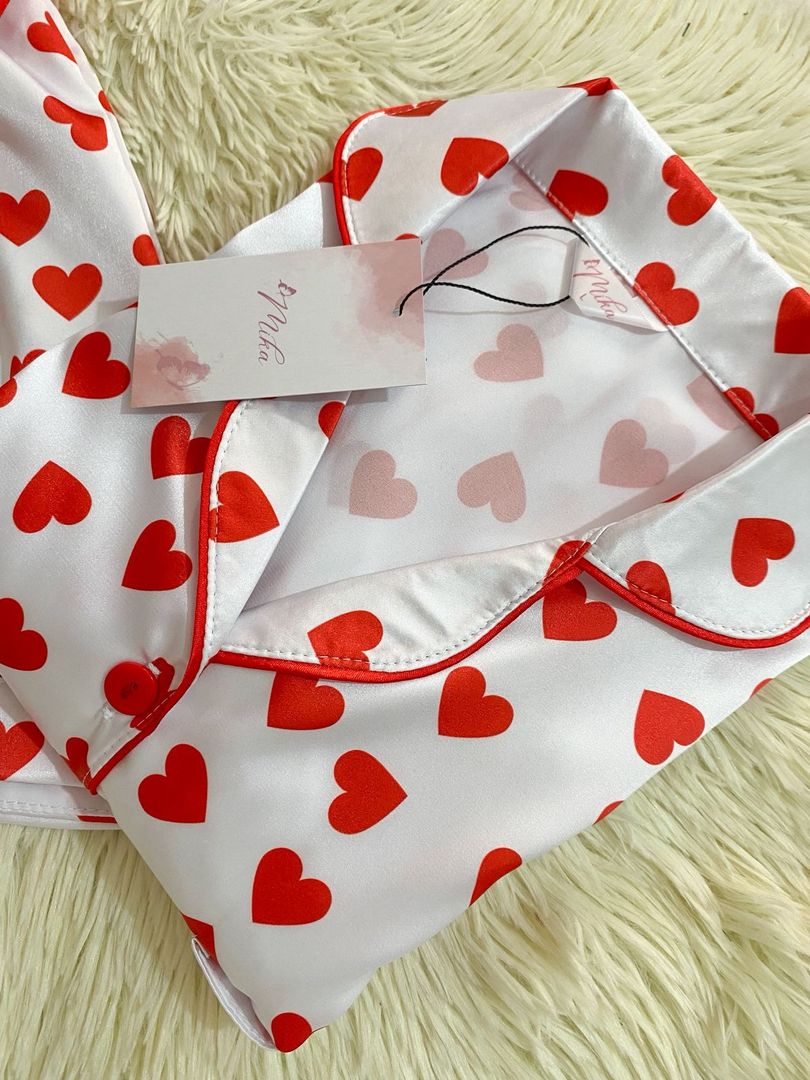 Set "Corazones Rojos" / Seda
