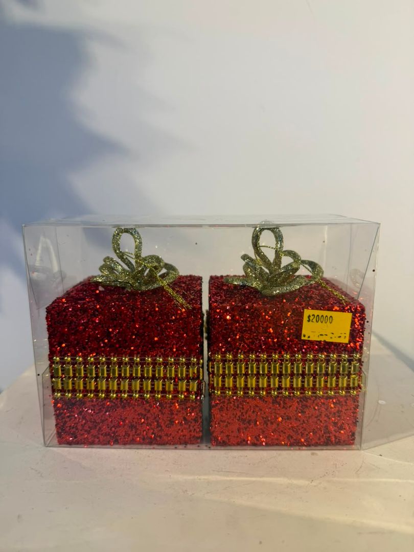 SET X 2 DE REGALOS ROJO CON PIEDRERIA DORADO