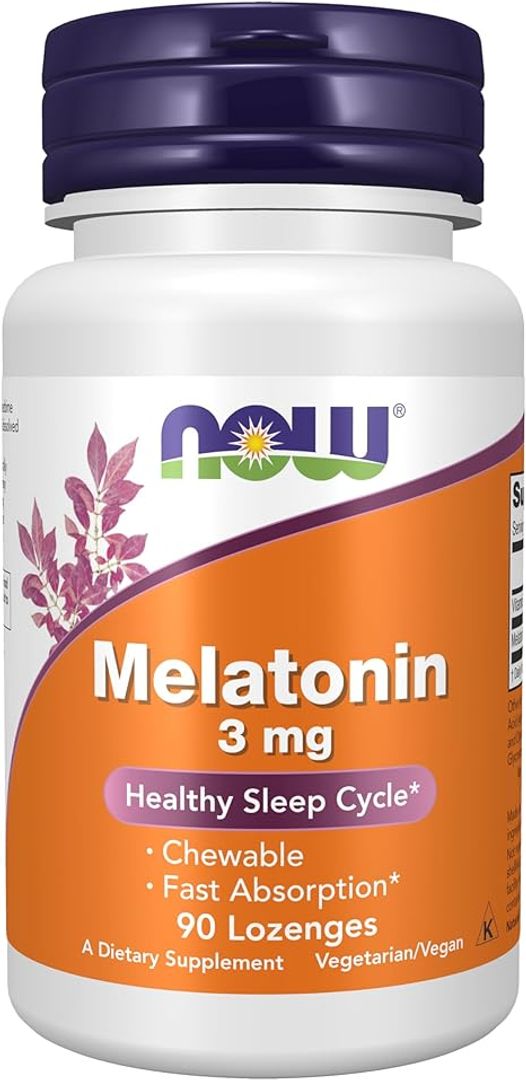 Melatonina 3 mg, 90 pastillas masticables NOW