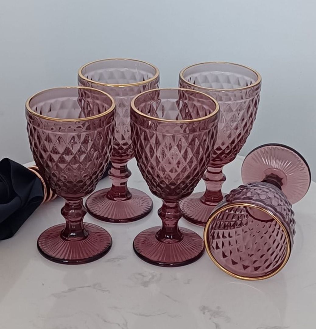 COPA ROMBO PEQUEÑO lavanda FILO DORADO 