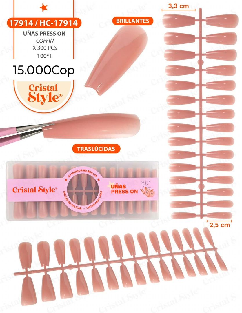 Uñas Press On Coffin × 300Pcs