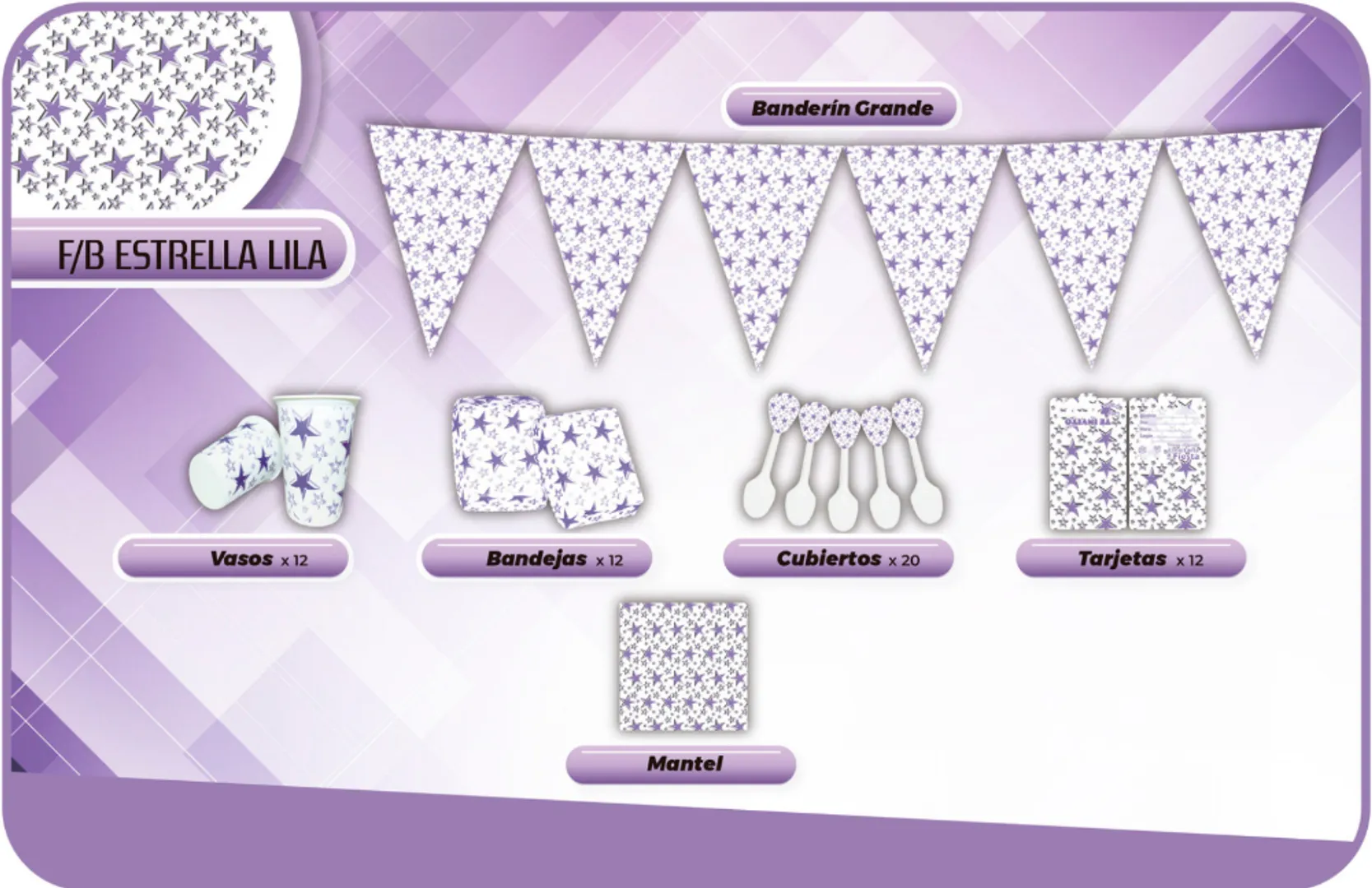 DECORACIÓN ESTRELLA LILA  FONDO BLANCO