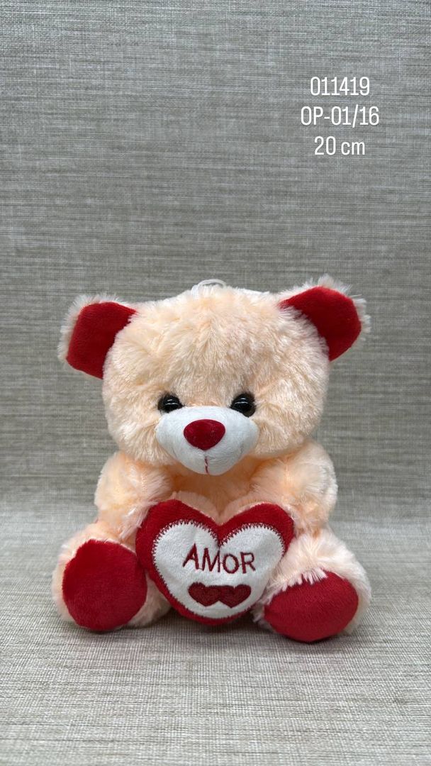 Oso con corazon bordado de 20 cm 