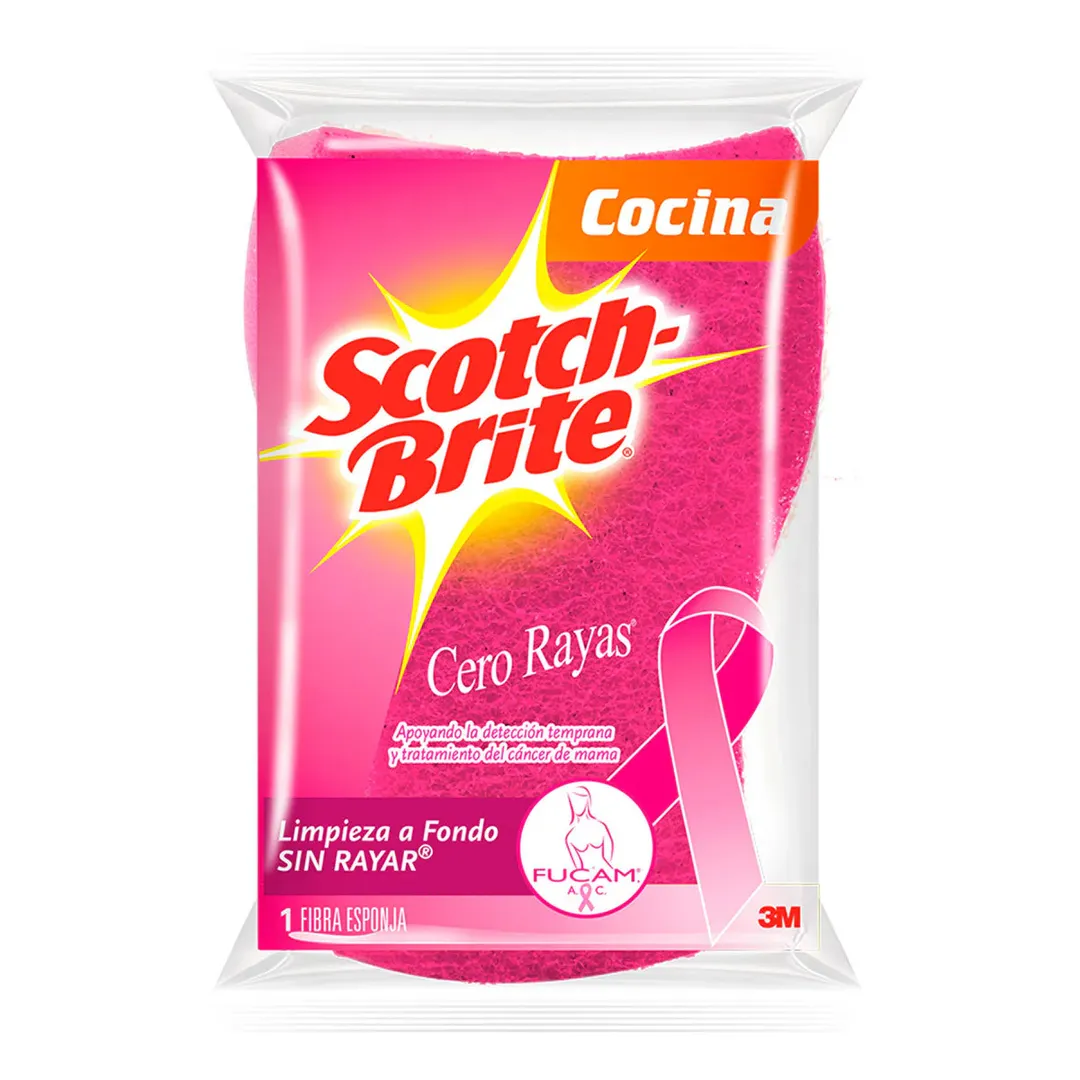 ESPONJA SCOTCH BRITE CERO RAYAS ROSA