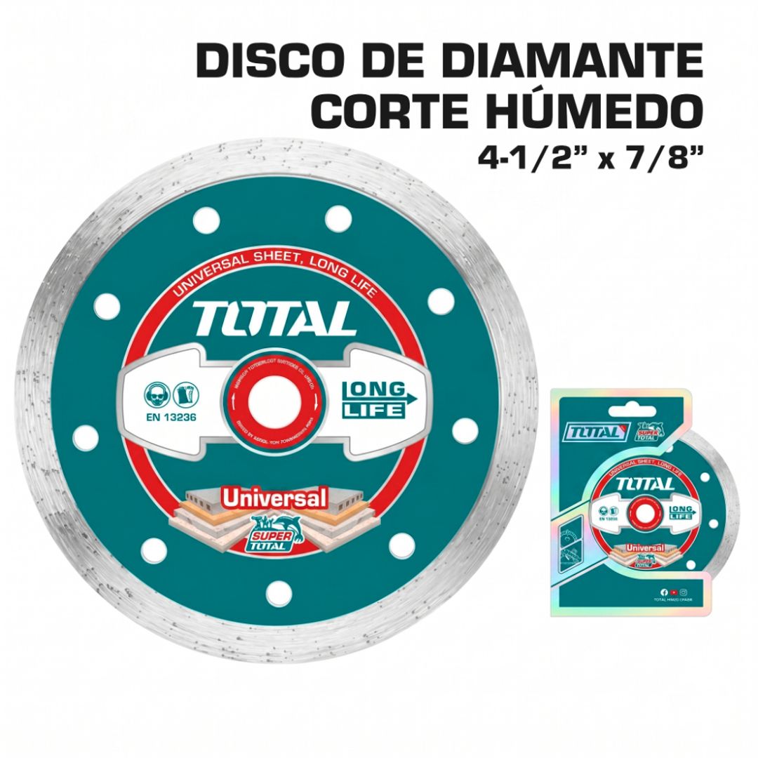 DISCO DE DIAMANTE CORTE HUMEDO DIN 4 1/2" X 7/8" / 115X