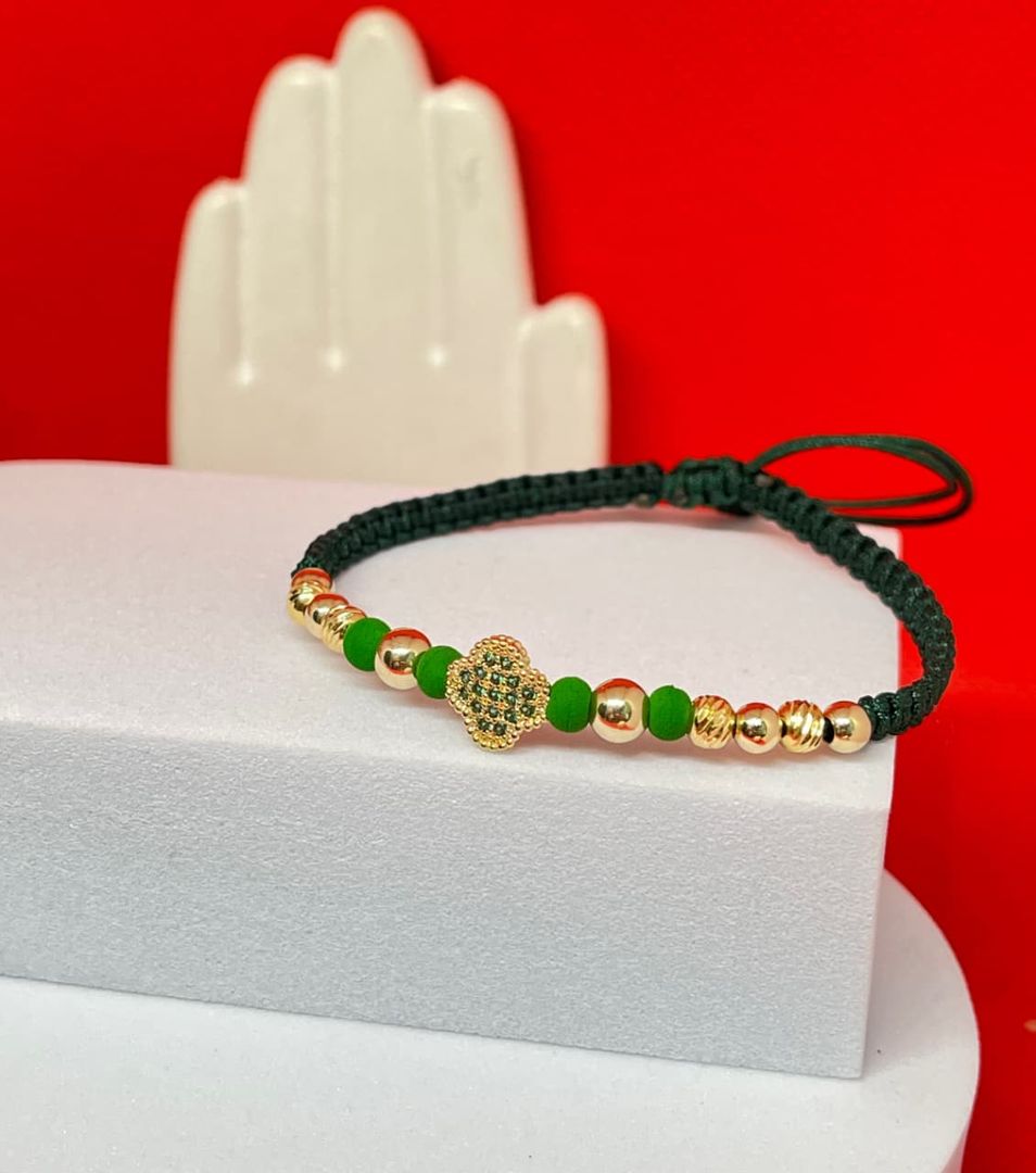 Pulsera van cleef verde balin 5mm, 4mm liso y balin 4mm italy