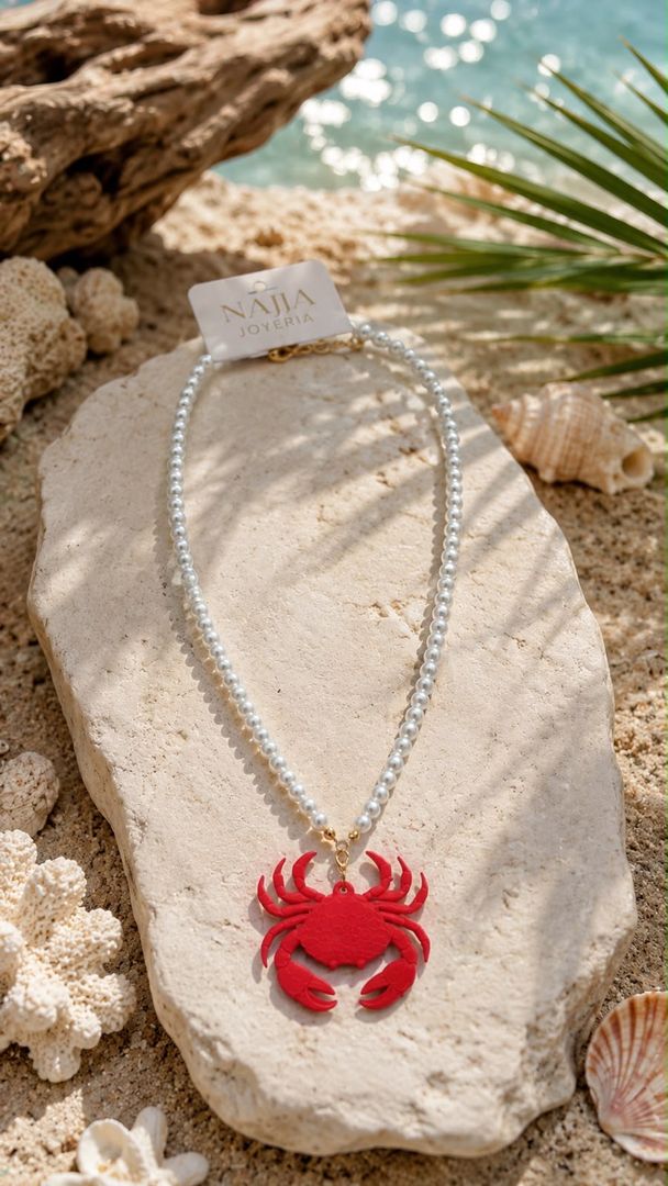 Collar de Perlas y Cangrejo