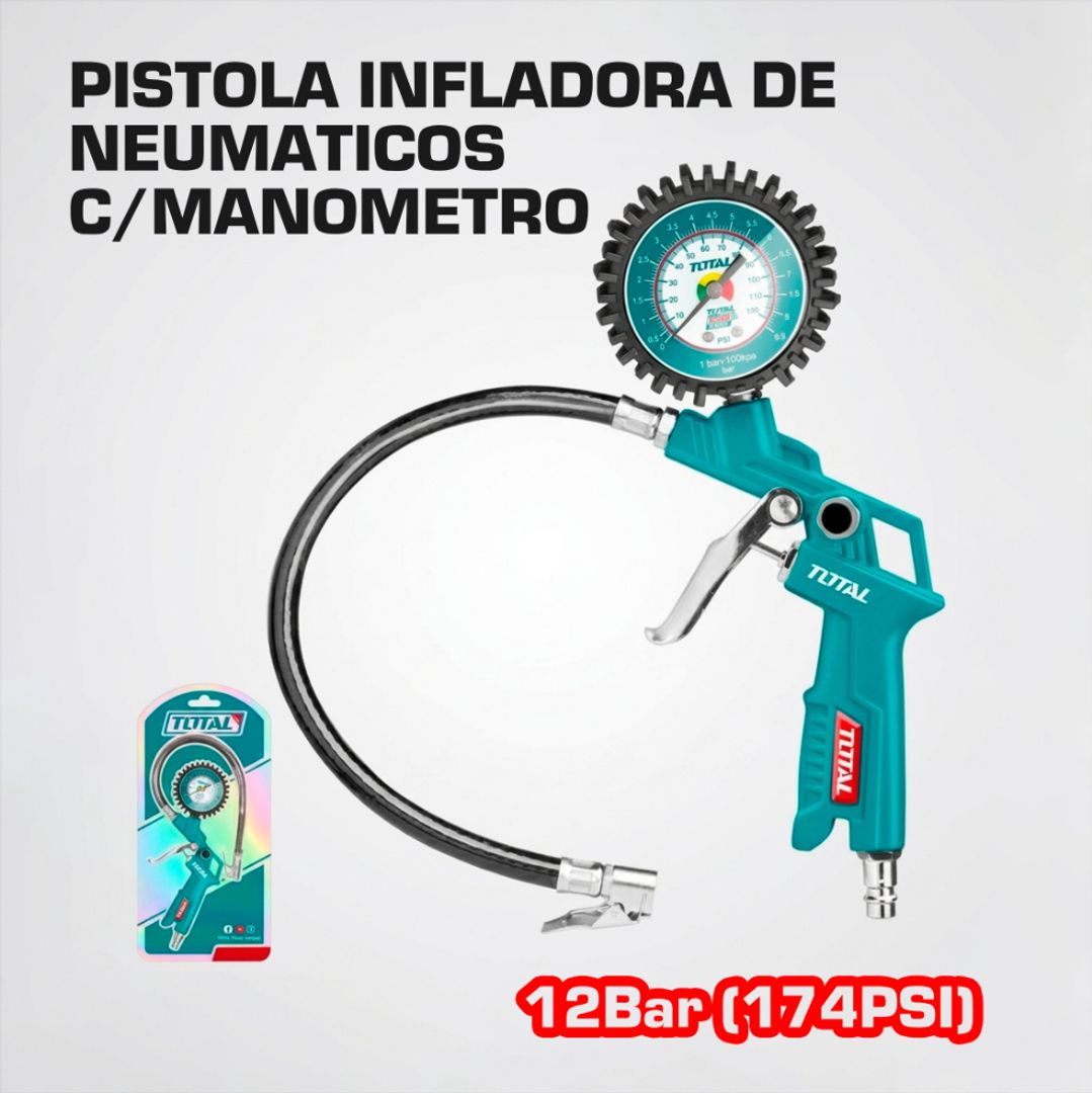 PISTOLA INFLADORA DE NEUMATICOS CON MANOMETRO
