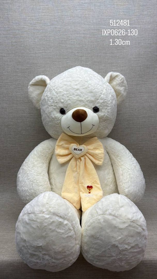 OSO PATAS LARGAS BLANCO CON MOÑO BEAR 1.30 CM