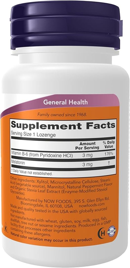 Melatonina 3 mg, 90 pastillas masticables NOW