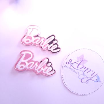 Acrílico 5x2.8cm Barbie blanco y rosa espejo  - imagen 3