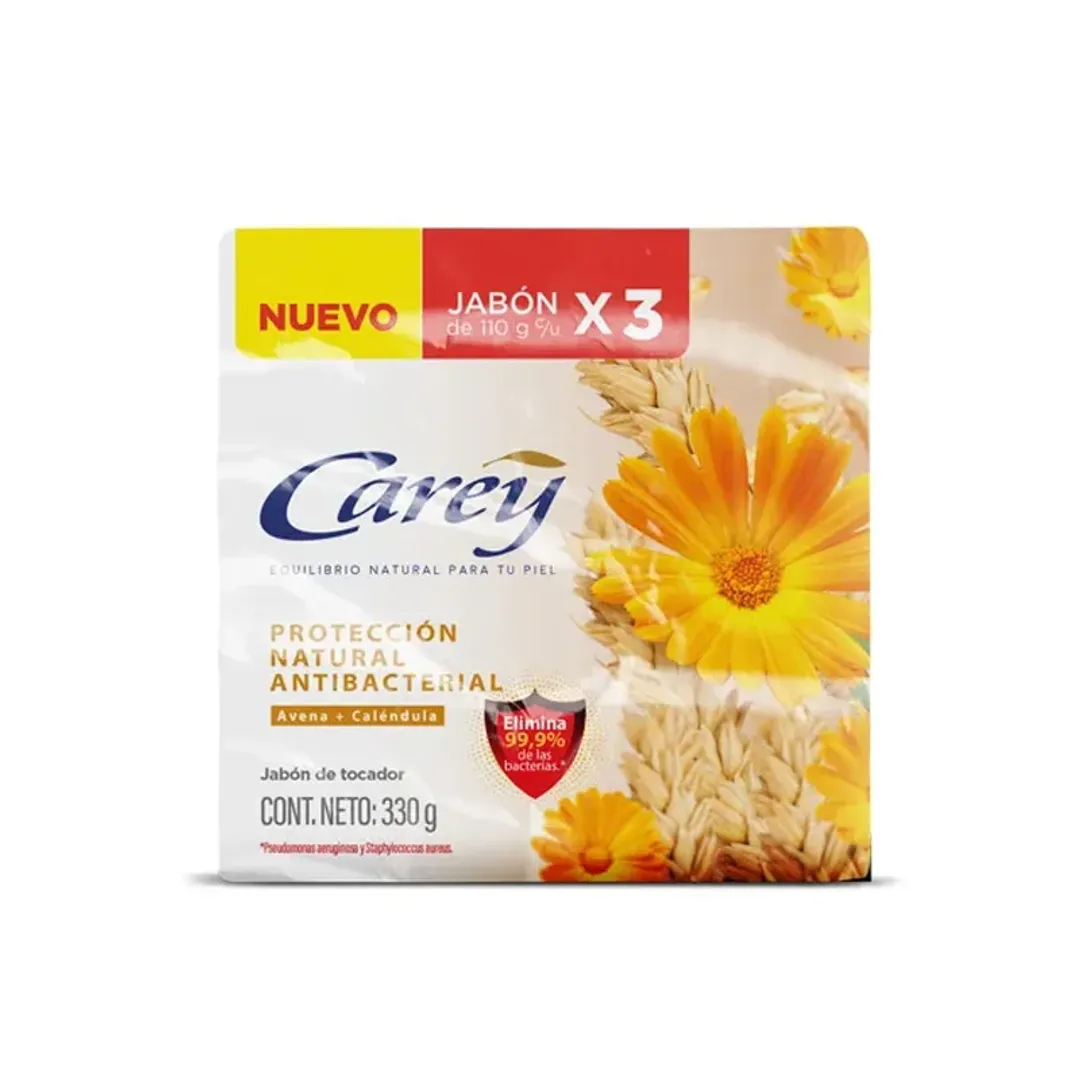 JABON DE BAÑO CAREY PROTECCION NATURAL X 110 GR - PAQ X 3 UND