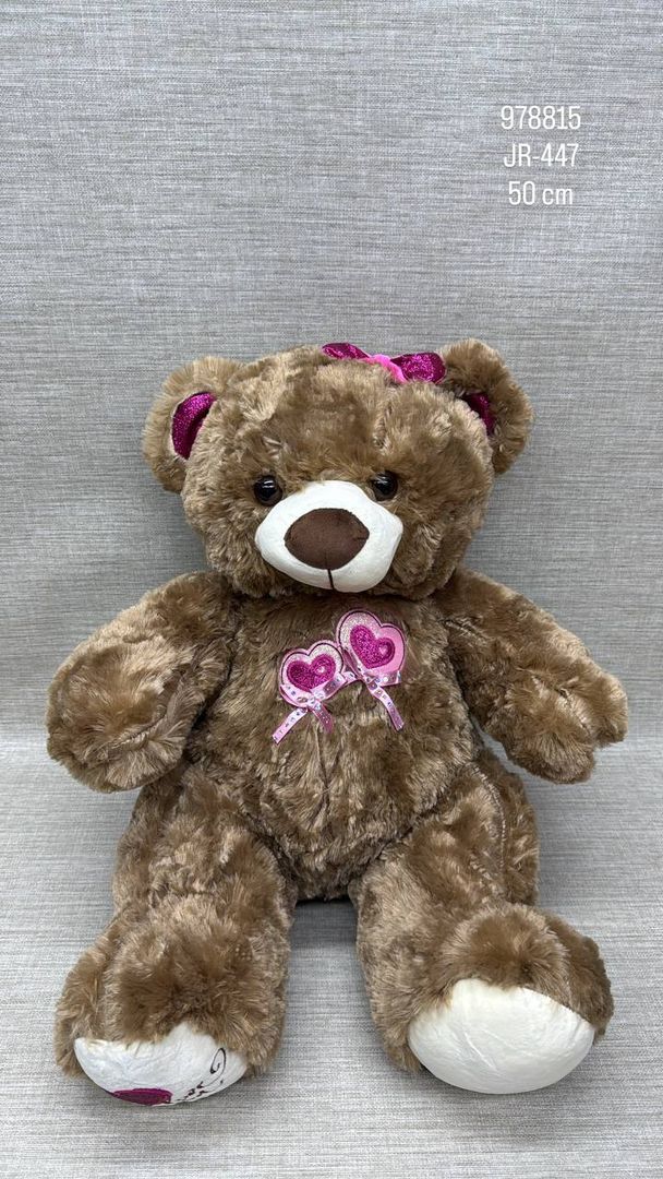 OSO CAFE CON BORDADO DE CORAZON 50 CM