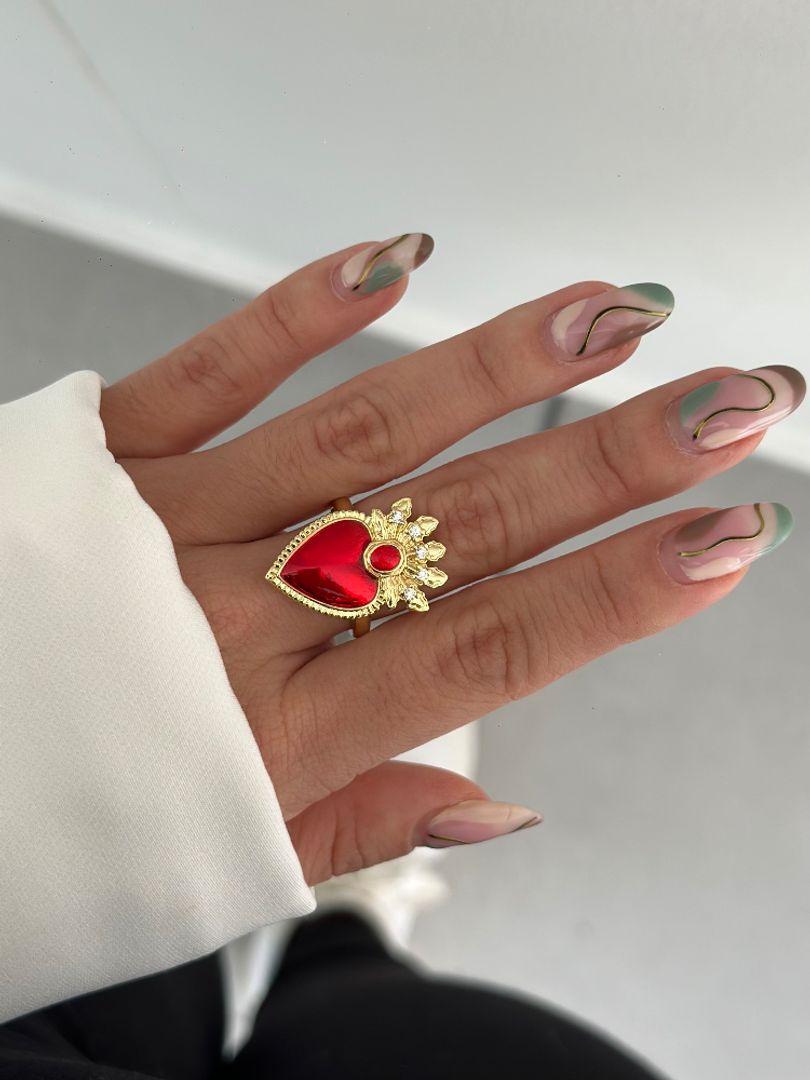Anillo corazón corona grande