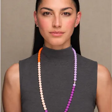 SINGLE SILVER SPHERE NEOPRENE NECKLACE - imagen 1