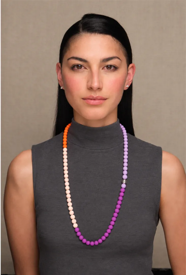 SINGLE SILVER SPHERE NEOPRENE NECKLACE