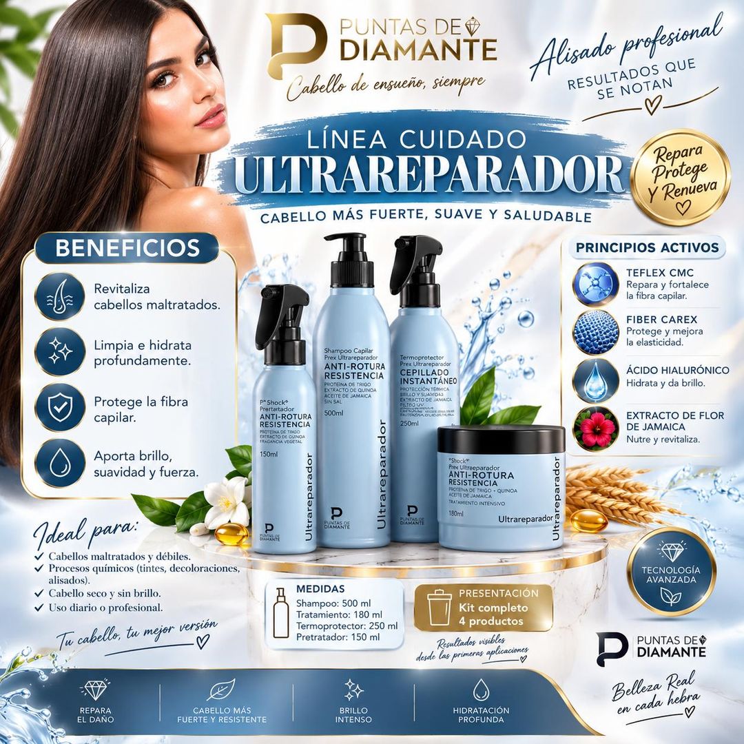 PUNTAS DE DIAMANTE LINEA CUIDADO ULTRAREPARADOR KIT*4