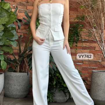 Conjunto blusa tipo straple + pantalón  - imagen 1