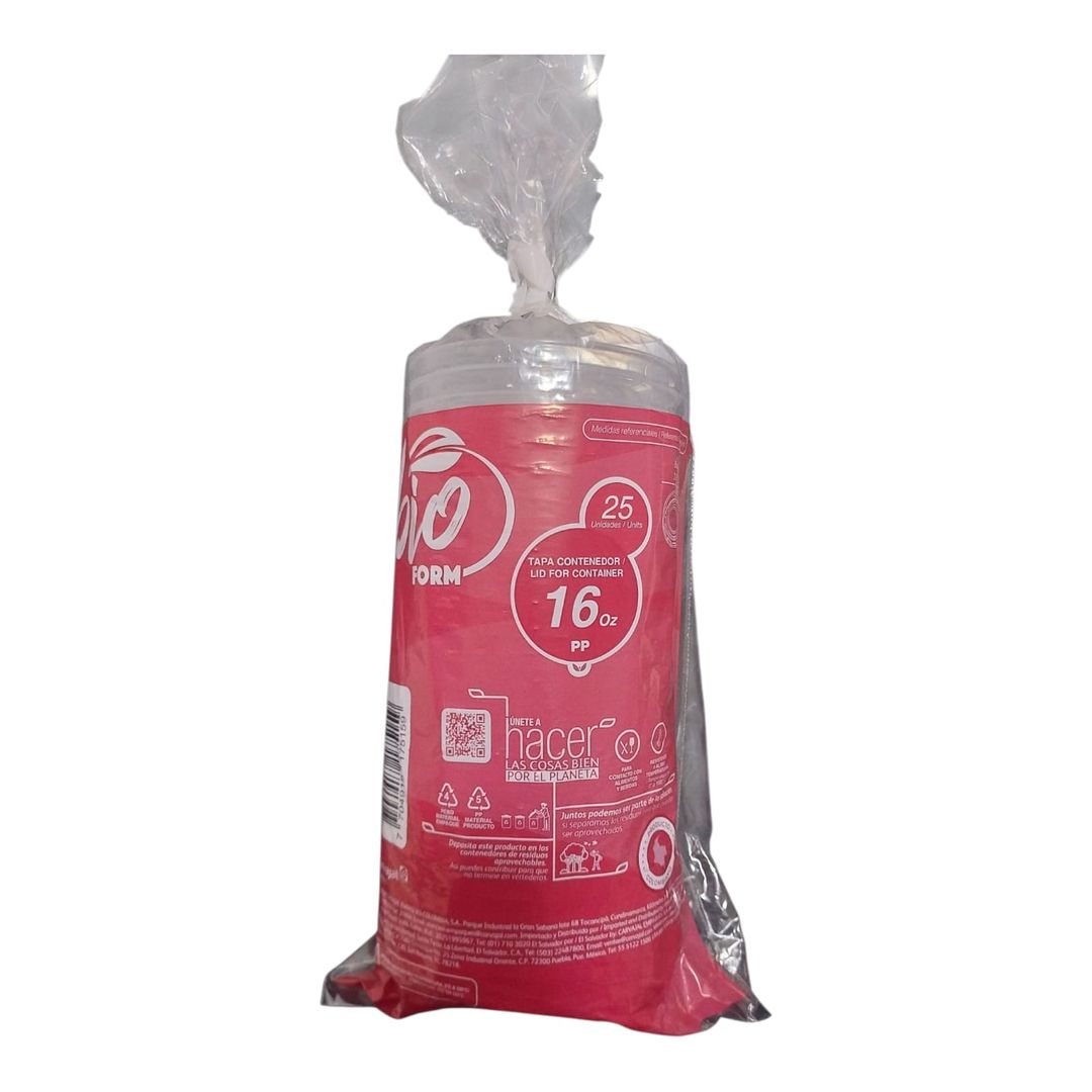    R. TAPA CONTENEDOR 16 OZ PAQ. X 25 UND 