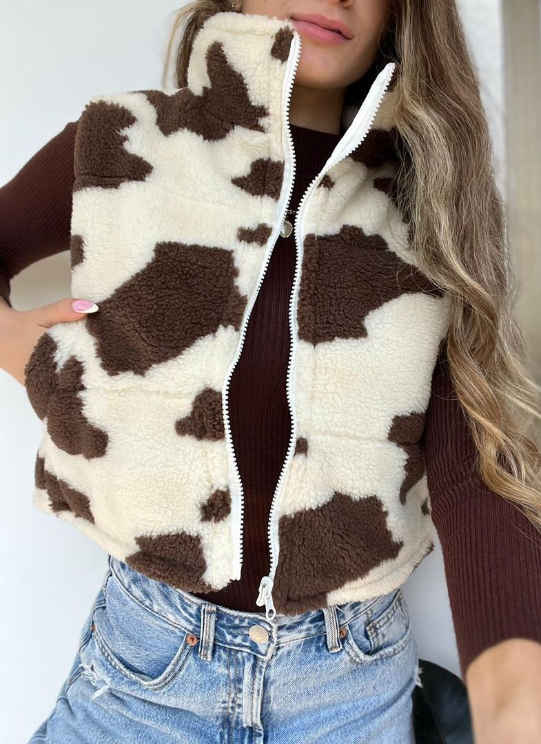 CHALECO OVEJERO COW PRINT