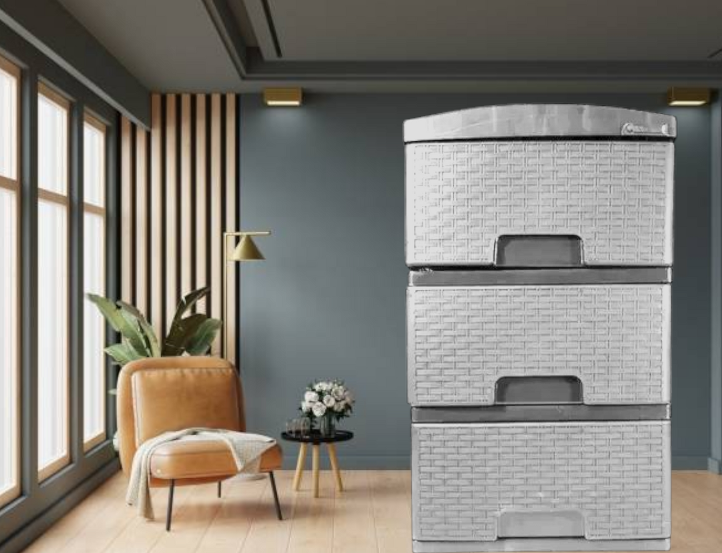 PRACTIMUEBLE GRD X 3 RATTAN GRIS L-CLP