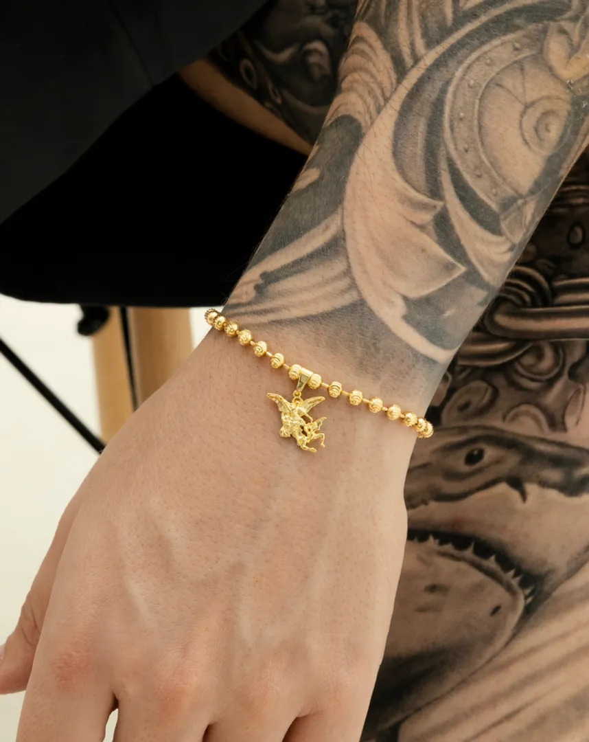 Pulsera militar diamantada con arcángel san miguel